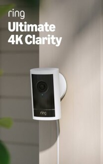 Ring security camera mounted on wall